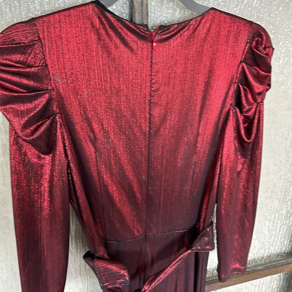 Retrofête Monroe Metallic Puff-Sleeve Jumpsuit size S - Picture 13 of 13